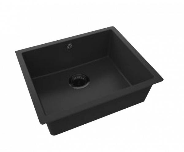 GraniteMy Bremen granieten spoelbak 49x40 cm zwart onderbouw en vlakbouw