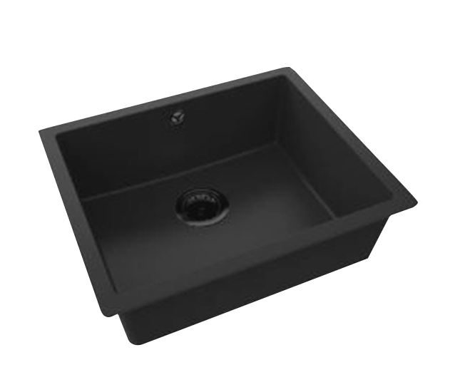 GraniteMy Bremen granieten spoelbak 49x40 cm zwart onderbouw en vlakbouw